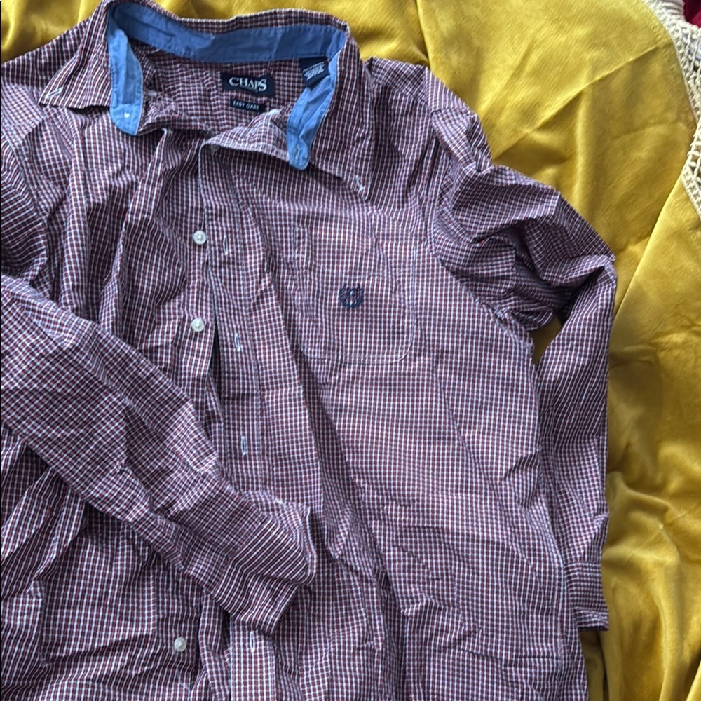 Chaps Red and Blue Casual Button Down Shirt